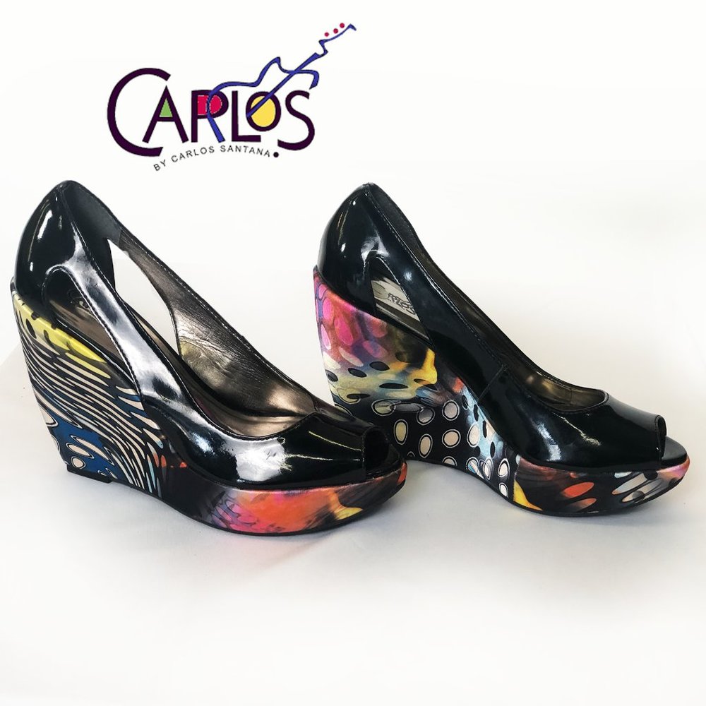 Carlos Santana artsy platform wedge shoes - Picture 8 of 10